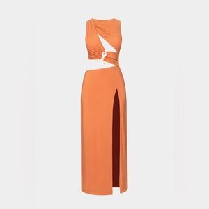 Elegant Orange Cut-Out Maxi Dress XS MC3